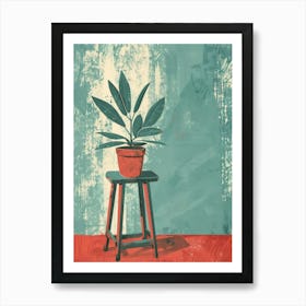 Potted Plant On A Stool 1 Art Print