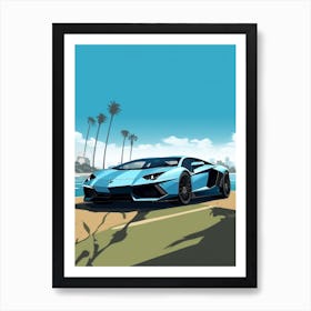 A Lamborghini Aventador In French Riviera Car Illustration 1 Art Print