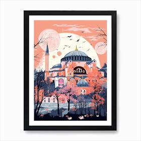 Hagia Sophia   Istanbul, Turkey   Cute Botanical Illustration Travel 0 Art Print