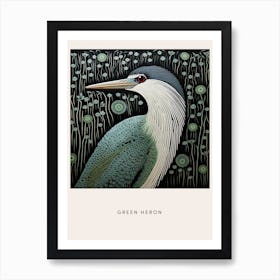 Ohara Koson Inspired Bird Painting Green Heron 1 Poster Art Print