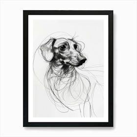 Dachshund Dog Charcoal Line 1 Art Print