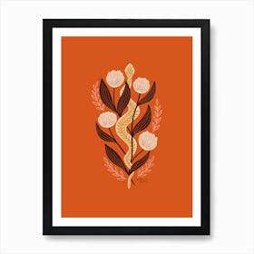 Red And White Floral Snake Art Print