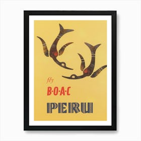 Peru, Peruvian Birds, Vintage Travel Poster Art Print