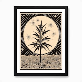 B&W Plant Illustration Dracaena 2 Art Print