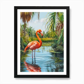 Greater Flamingo Camargue Provence France Tropical Illustration 1 Art Print