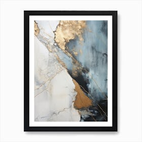 Gold And Blue Abstract Painting 6 Art Print