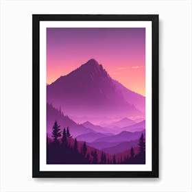 Misty Mountains Vertical Composition In Purple Tone 40 Art Print