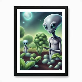 Aliens In Vegetable Garden Art Print