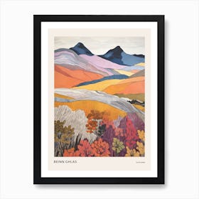 Beinn Ghlas Scotland Colourful Mountain Illustration Poster Art Print