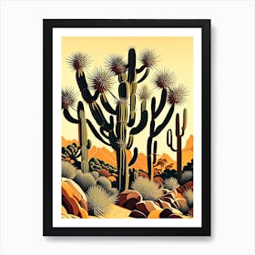 Joshua Tree Pattern Vintage Botanical Line Drawing  (6) Art Print