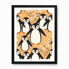 Floral Cute Baby Penguin Nursery (1) Art Print