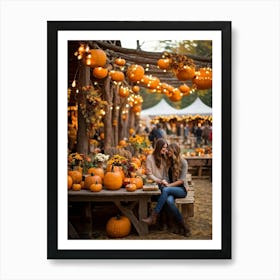 An Old Style Fall Fair Set Amid The Heart Of A Golden Hued Forest The Venue Is Bedecked With Lively (3) Art Print