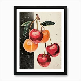 Art Deco Abstract Cherries Art Print