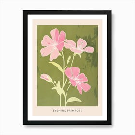 Pink & Green Evening Primrose 2 Flower Poster Art Print