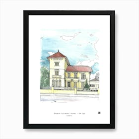 French Colonial House Dalat Vietnam Watercolor Illustration Art Print