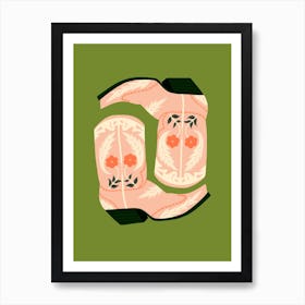 Fancy Boots In Pink And Green Art Print