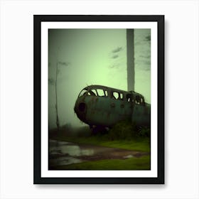 Abandoned Plane In The Fog Art Print
