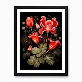 Cyclamen 3 William Morris Style Winter Florals Art Print