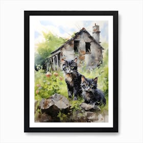 Irish Cats in Watercolor 2 Art Print