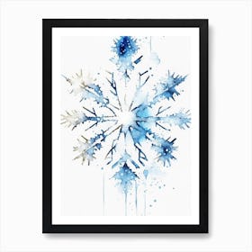 Crystal, Snowflakes, Minimalist Watercolour 1 Art Print