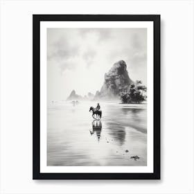 A Horse Oil Painting In Railay Beach, Thailand, Portrait 2 Art Print