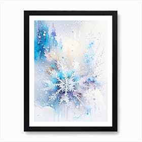 Ice, Snowflakes, Storybook Watercolours 1 Art Print