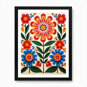 Flower Motif Painting Zinnia 1 Art Print