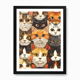 Perfectly Repeatable Artwork With Cute Cat Faces 25 Art Print