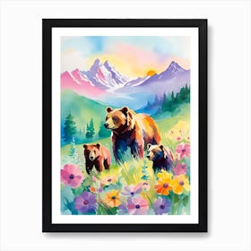 Bears In The Mountains 2 Art Print