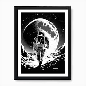 Astronaut Doing Moon Walk Noir Comic 1 Art Print
