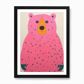 Pink Polka Dot Bear 7 Art Print
