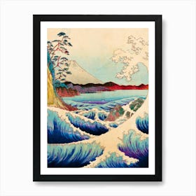 Illustration Wave Japanese Mount Fuji Art Print