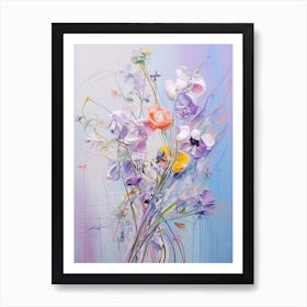 Abstract Flower Painting Lilac 2 Art Print