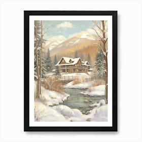 Vintage Winter Illustration Aspen Colorado 5 Art Print