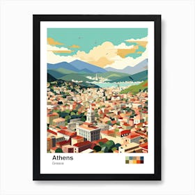 Athens, Greece, Geometric Illustration 2 Poster Art Print