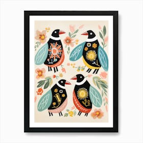 Folk Style Bird Painting Penguin 7 Art Print