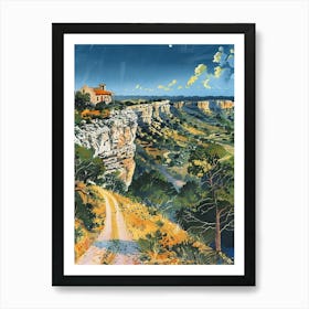 Storybook Illustration Mount Bonnell Austin Texas 3 Art Print