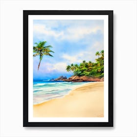 Palolem Beach, Goa, India Watercolour Art Print