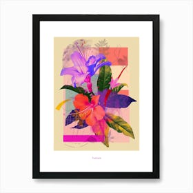 Fuchsia 2 Neon Flower Collage Poster Art Print