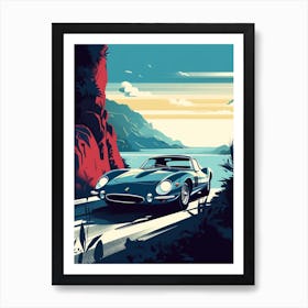 A Ferrari 250 Gto In Amalfi Coast, Italy, Car Illustration 3 Art Print