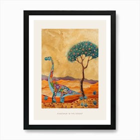 Colourful Dinosaur In The Desert Painting 1 Poster Art Print