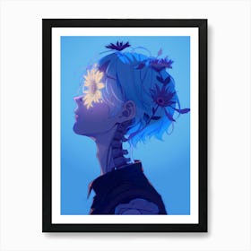 Girl With Flowers On Her Head 6 Art Print