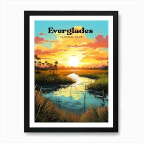 Everglades National Park Florida Mangrove Travel Art Illustration Art Print