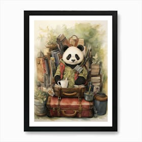 Panda Art Traveling Watercolour 3 Art Print