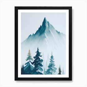 Mountain And Forest In Minimalist Watercolor Vertical Composition 52 Art Print