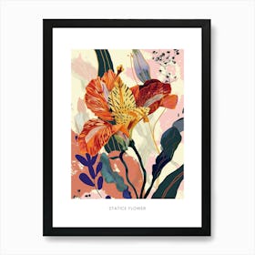 Colourful Flower Illustration Poster Statice Flower 2 Art Print
