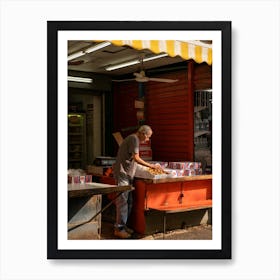 Sunset Orange Yellow Market Stall Tel Aviv Art Print