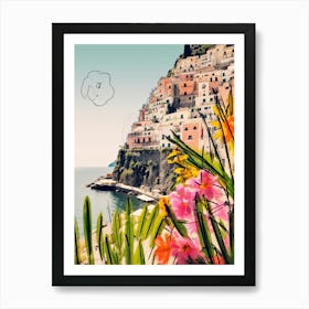 Positano, Flower Collage 5 Art Print