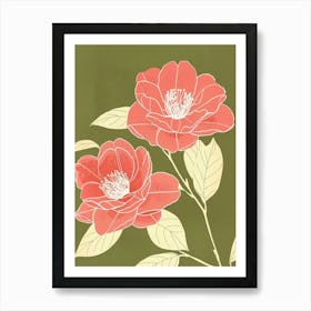 Pink & Green Camellia 3 Art Print