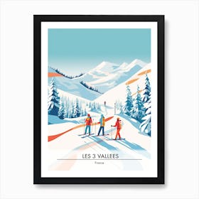 Les 3 Vallees   France, Ski Resort Poster Illustration 3 Art Print